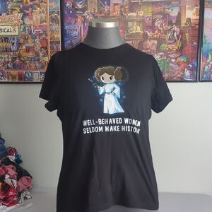 Black Graphic T-Shirt with Princess Design